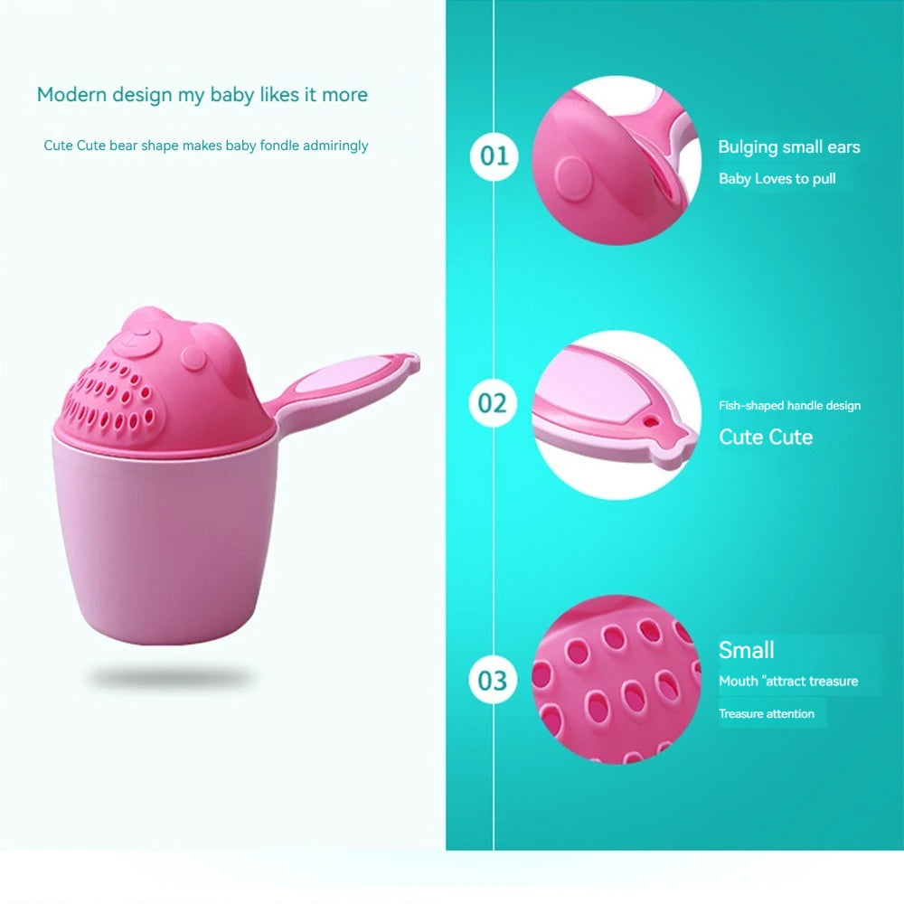 Tasse de bain pour bébé avec un joli dessin animé : un lavage de cheveux doux et amusant